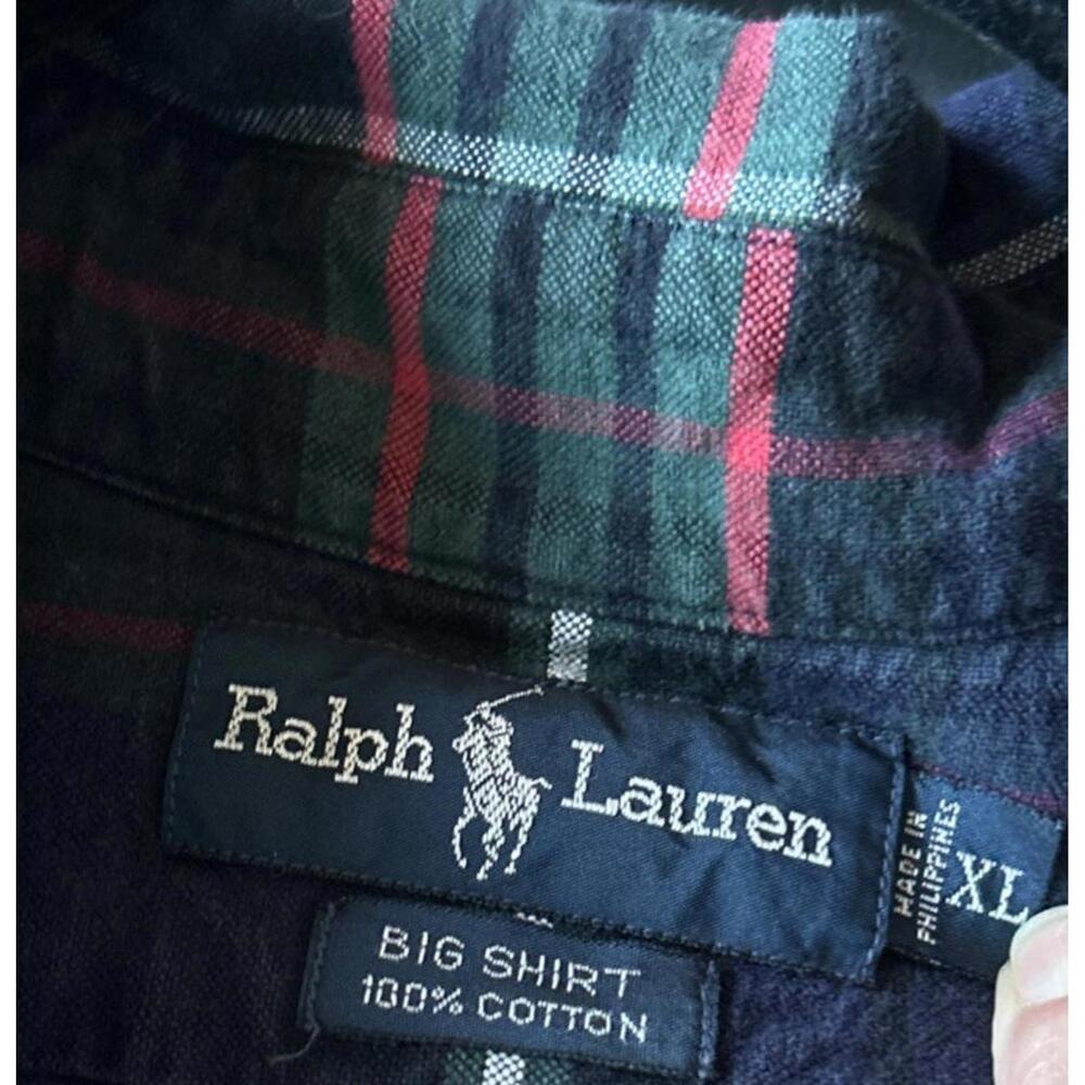 Vintage Polo Ralph Lauren The Big Oxford Plaid Button Down Shirt XL Pony Preppy - Picture 6 of 8
